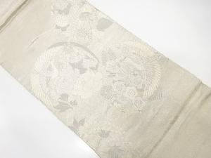 アンティーク　鶴に松・梅・花模様織り出し袋帯（材料）